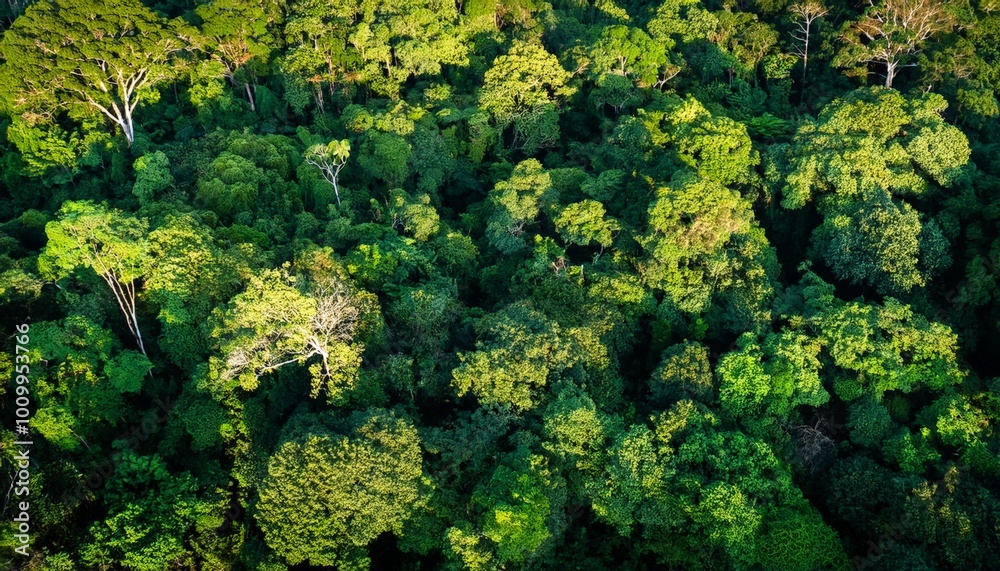 Naklejka premium Lush Green Canopy of Tropical Rainforest from Above