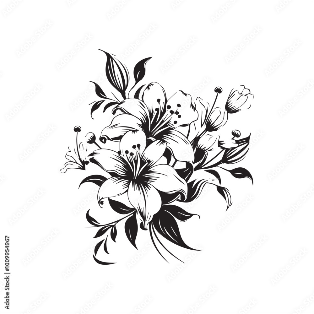 lily of the valley, flower, floral, nature, vector, illustration, leaf, pattern, flowers, plant, design, decoration, spring, art, ornament, summer, blossom, bouquet, element, flora, card, beauty, wall