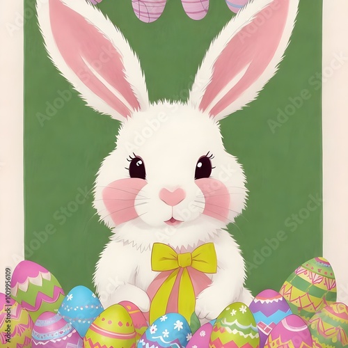 easter bunny with easter eggs