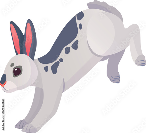 Wild hare jumping. Cute fauna. Zoo animal