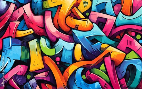 Wallpaper Mural Vibrant seamless pattern of urban graffiti art, including colorful tags and dynamic street murals, highlighting the creativity of contemporary street culture Torontodigital.ca