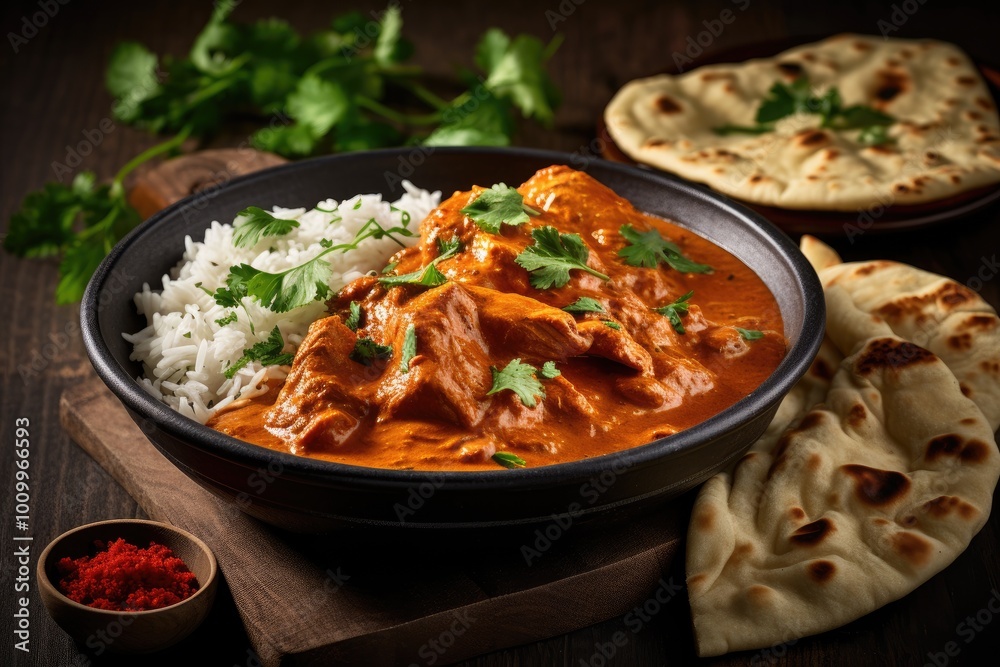 Chicken Tikka Masala with Rice and Naan Bread Chicken Tikka Masala with Rice and Naan Bread