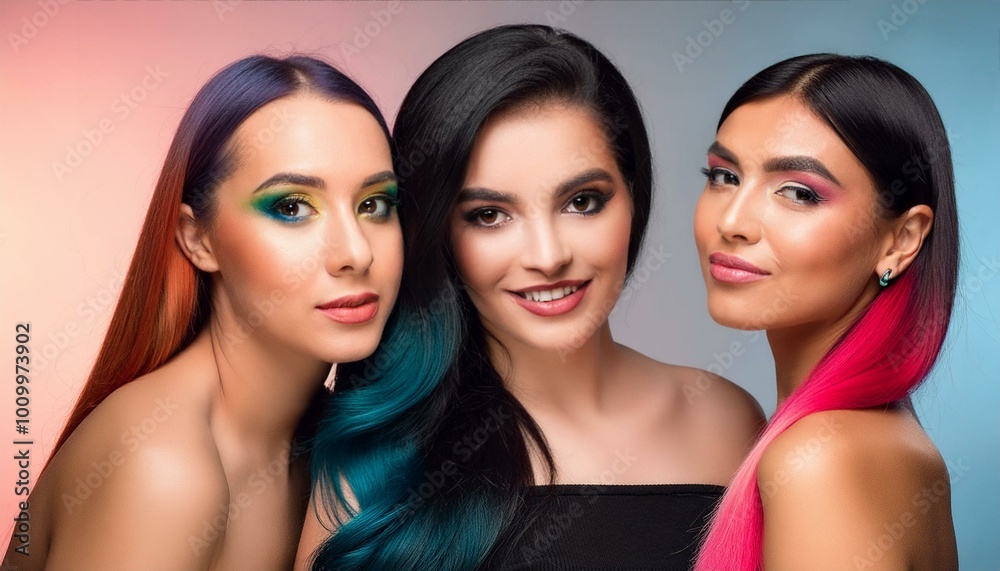 The concept of gay pride with LGBTQ+ girls. Young lesbian women represent inclusion, diversity, community, support, and solidarity. The concept of gay pride with LGBTQ+ girls. Young lesbian women represent inclusion, diversity, community, support, and solidarity.