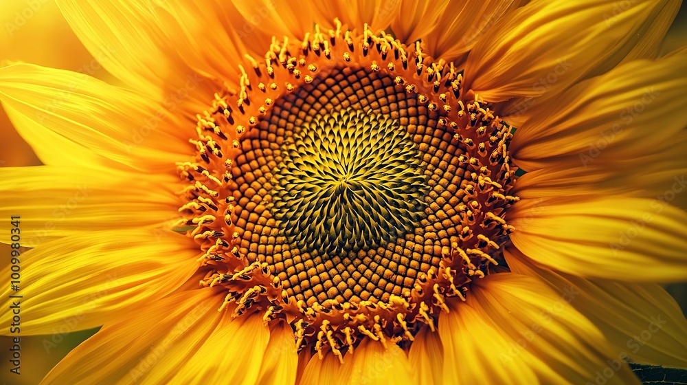 Large sunflower with lots of pollen on petals and green center Large sunflower with lots of pollen on petals and green center