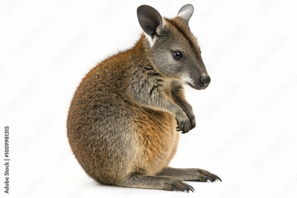 dusky pademelon sits upright, showcasing its round body and short limbs, fully capturing its adorable features in a serene setting. dusky pademelon sits upright, showcasing its round body and short limbs, fully capturing its adorable features in a serene setting.