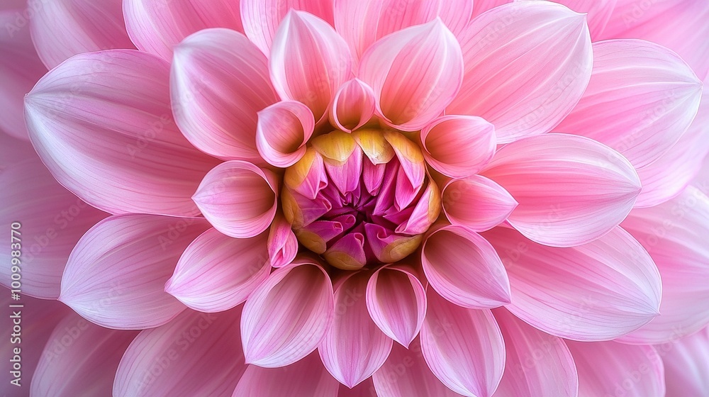 Close-up of a pink flower with a white center and a yellow center Close-up of a pink flower with a white center and a yellow center