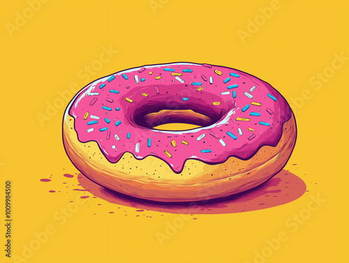 2d Strawberry Pink Donut graphic design digital art flat design Outline	
