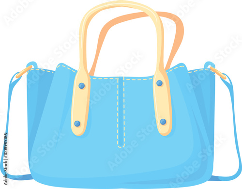 Blue handbag cartoon icon. Female summer fashion