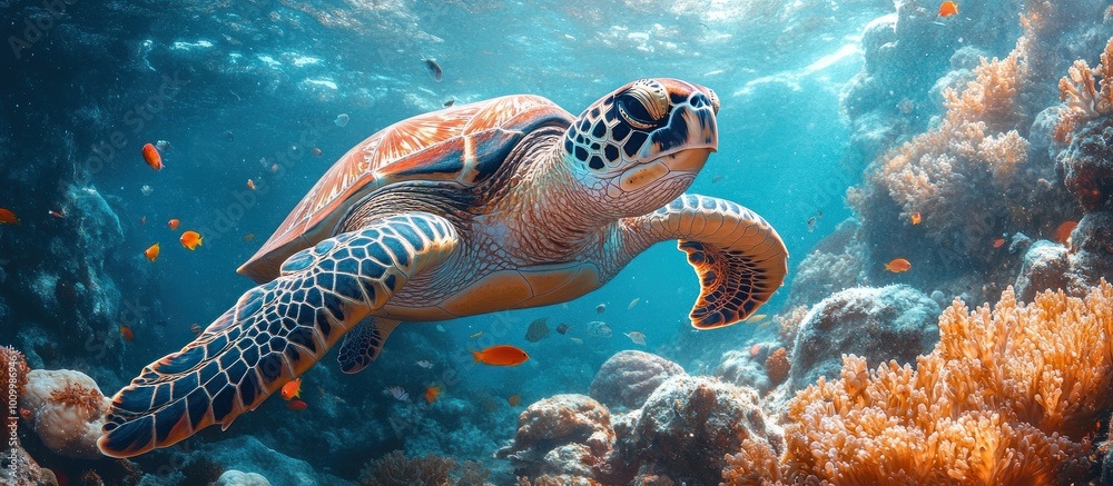 Fototapeta premium Sea Turtle in Coral Reef