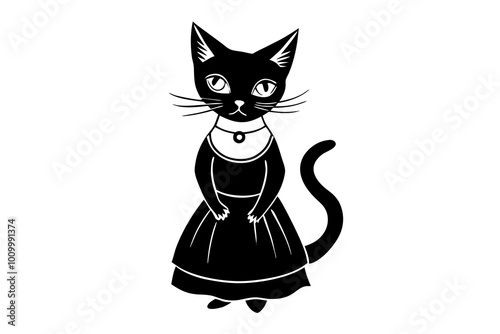  stylist cat vector art illustration photo