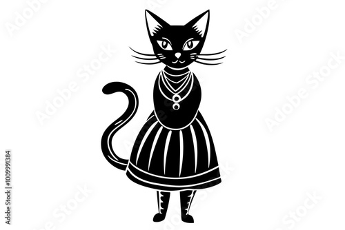  stylist cat vector art illustration photo