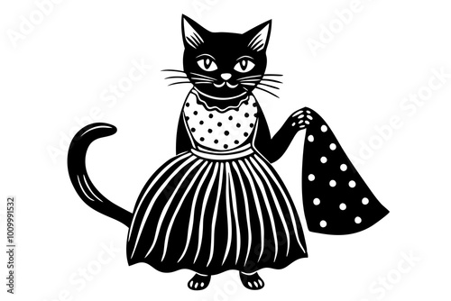  stylist cat vector art illustration