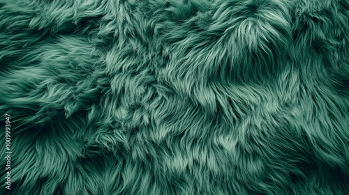 A close-up of soft, textured fur in a deep green hue, evoking warmth and comfort.