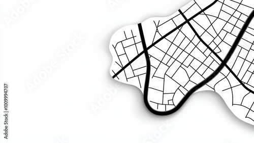 A map of a city with a white background