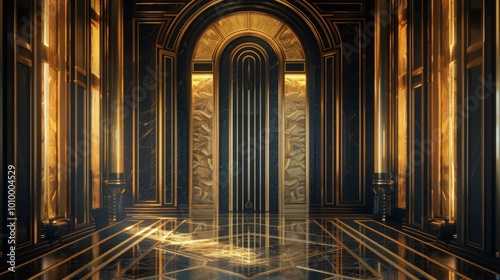 Majestic Architectural Grandeur of an Opulent Renaissance Palace Interior with Ornate Columns and Arches