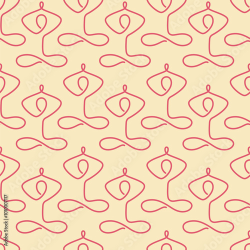 Vector seamless pattern with yoga, meditation. Healthy lifestyle. Design elements