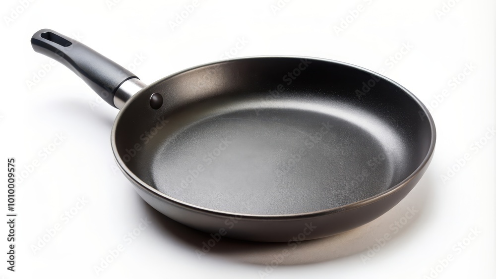 Black frying pan isolated on white background, kitchenware, cookware, cooking, frying, non-stick, utensil, household, isolated Black frying pan isolated on white background, kitchenware, cookware, cooking, frying, non-stick, utensil, household, isolated
