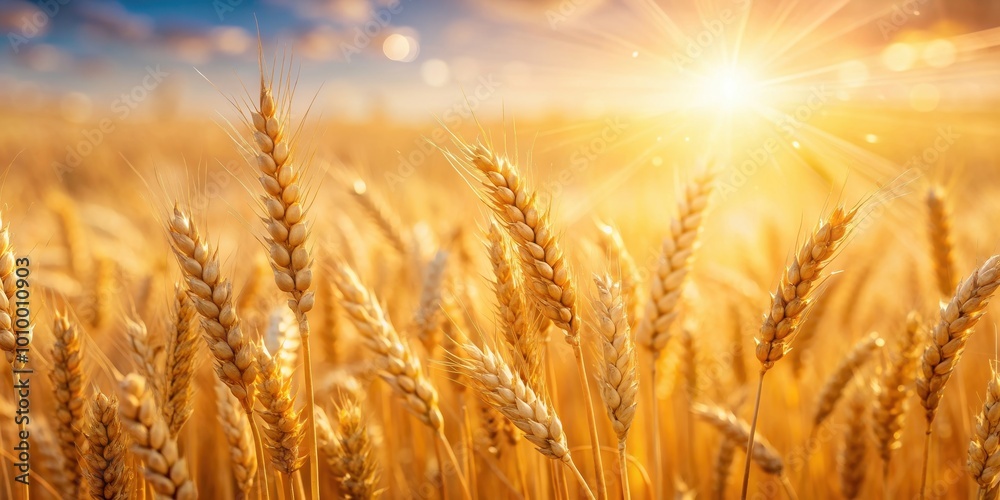 Beautiful wheat field with sunshine bokeh background, wheat field, golden, agriculture, countryside, rural, harvest, summer Beautiful wheat field with sunshine bokeh background, wheat field, golden, agriculture, countryside, rural, harvest, summer