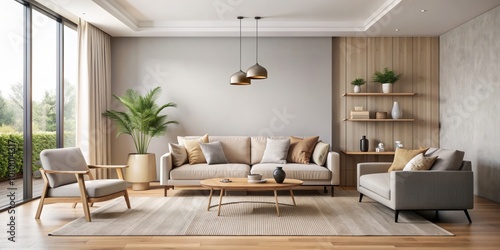 Modern living room with minimalist furniture and neutral color palette  modern  living room  minimalist  furniture