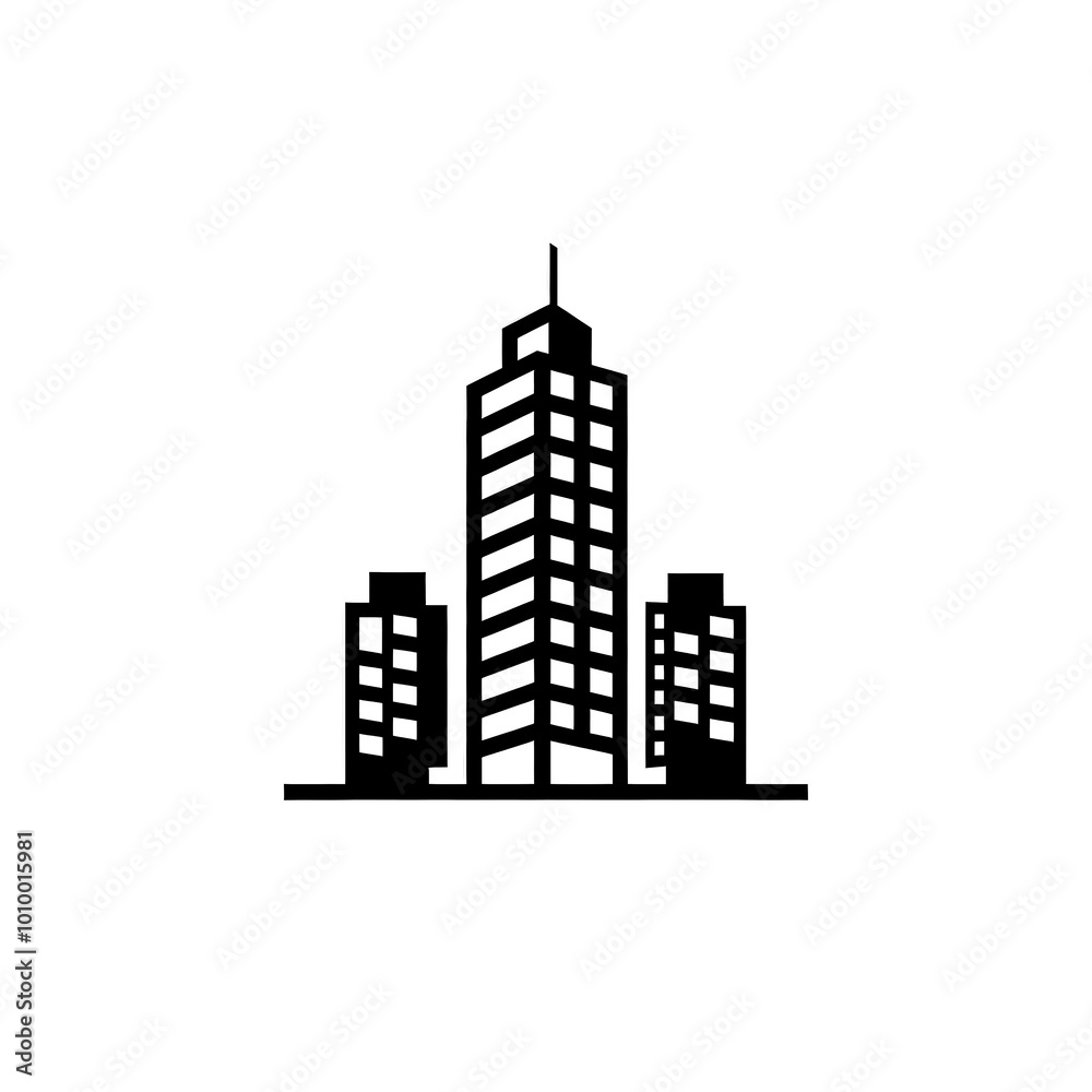 Fototapeta premium Building Icon, Minimal Simple Logo