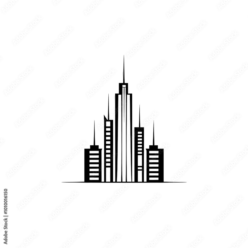 Obraz premium Building Icon, Minimal Simple Logo