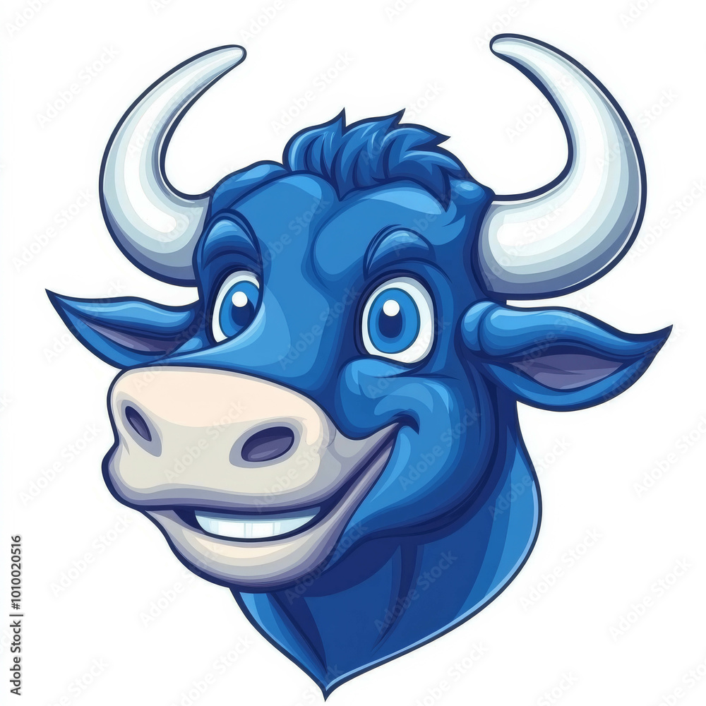 Cartoon Taurus bull head mascot logo, vector illustration with simple gradients, isolated on a white background