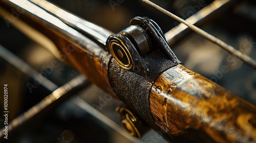 Close-up of a Wooden Bow's Cable Guide and String photo