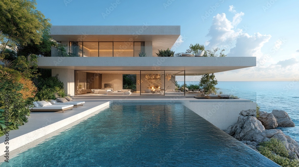 Fototapeta premium Luxury hotel on the beach with sea views