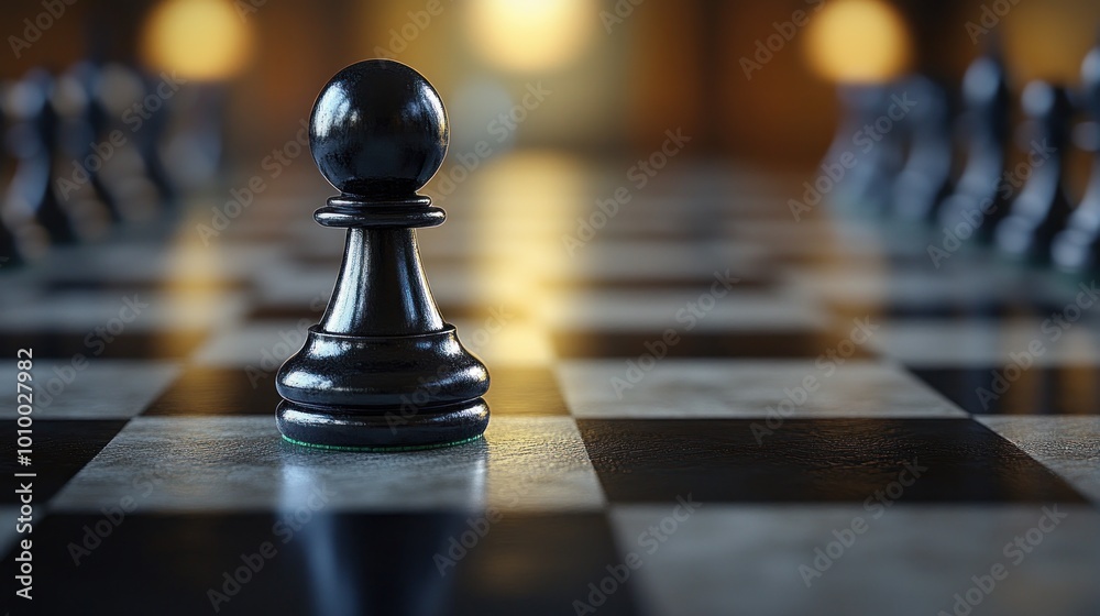 a lone black Pawn on a chessboard a lone black Pawn on a chessboard
