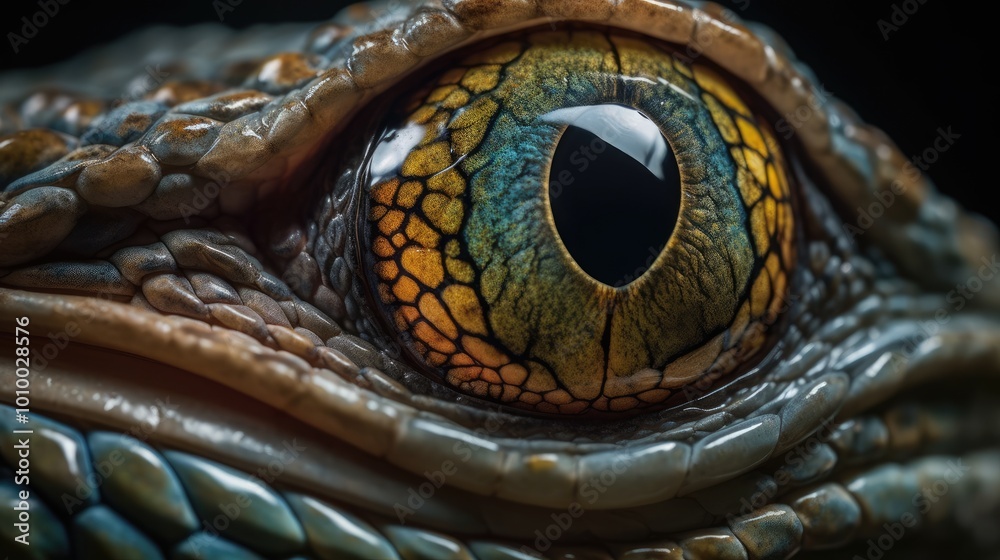 Close-up of a Reptile Eye and Scales Close-up of a Reptile Eye and Scales