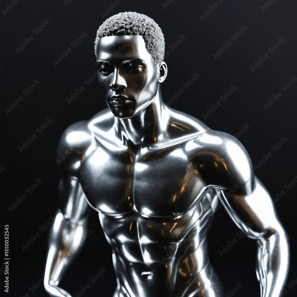silver statue black man silver statue black man
