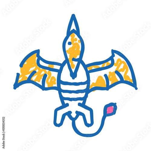 pteranodon dinosaur animal doodle icon sketch vector. pteranodon dinosaur animal sign. isolated symbol illustration