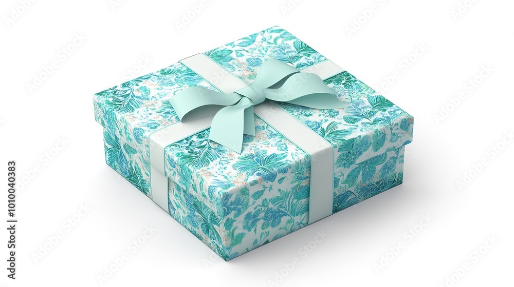 Elegant gift box wrapped in colorful paper with a shiny ribbon on top, ready for any special occasion. Perfect for celebrations, birthdays, holidays, and as a decorative element in design projects