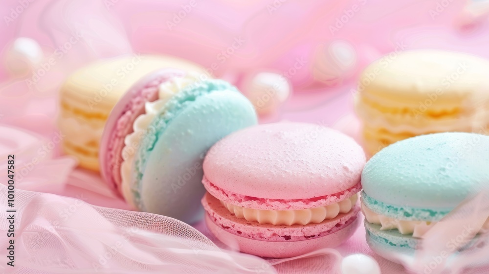 Vibrant and Delicate Macaroons Arranged in a Playful Display Vibrant and Delicate Macaroons Arranged in a Playful Display