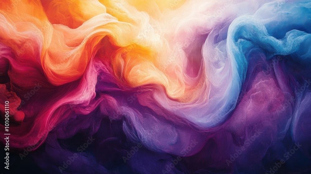 Obraz premium Enchanting Dance of Iridescent Swirls - Abstract Art with Flowing Vibrant Paint Patterns on Canvas