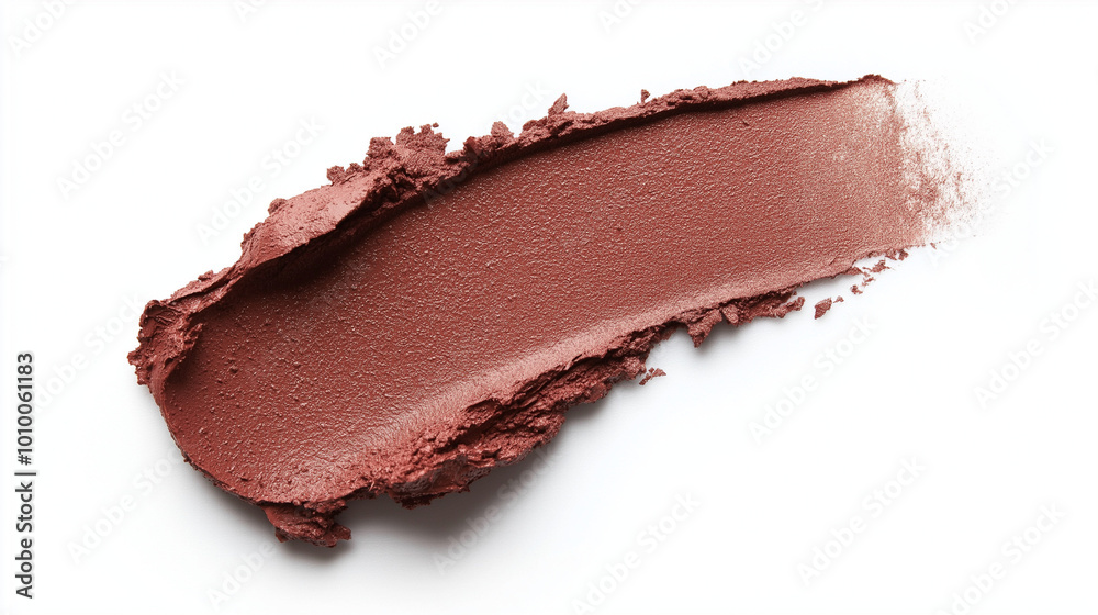 a single, elegant swatch of warm chestnut lipstick on white background, with soft color gradients and subtle sheen to highlight the texture and glossiness of lip makeup a single, elegant swatch of warm chestnut lipstick on white background, with soft color gradients and subtle sheen to highlight the texture and glossiness of lip makeup