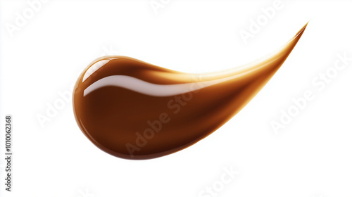 an exquisite swatch of caramel latte color liquid foundation on a pristine white background