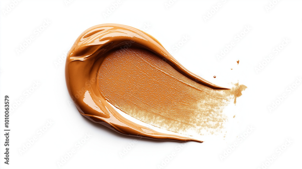 an exquisite swatch of creamy tan liquid foundation on a pristine white background an exquisite swatch of creamy tan liquid foundation on a pristine white background