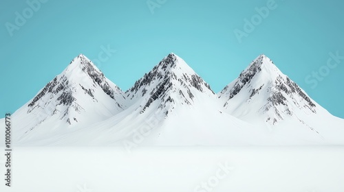 Snow capped Mountain Range Minimalist Landscape Digital Art