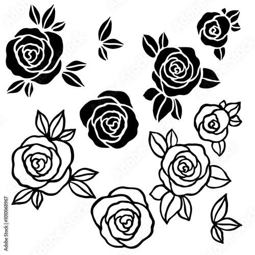 isolated on a white background stylized roses