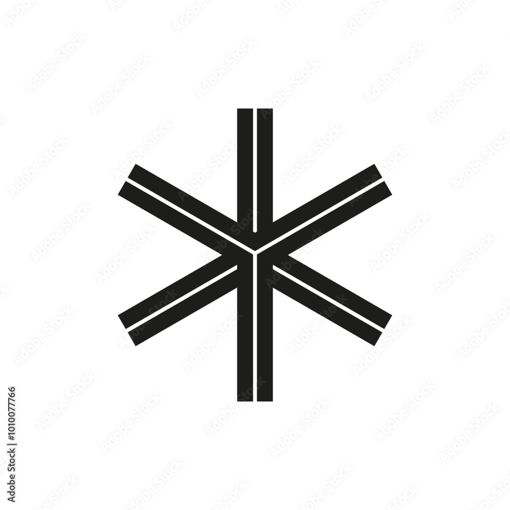 Geometric star shape. Abstract radial lines. Modern vector design. Minimalistic black symbol. Geometric star shape. Abstract radial lines. Modern vector design. Minimalistic black symbol.
