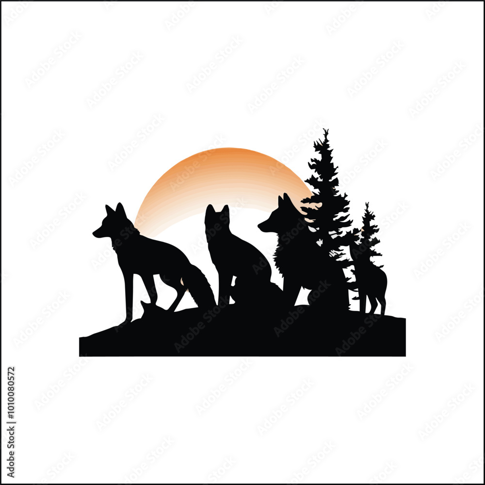 fox in the woods,animal, dog, cartoon, vector, illustration, fox fox in the woods,animal, dog, cartoon, vector, illustration, fox