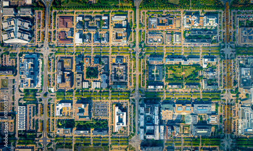 Aerial view of Milton Keynes, a city in Buckinghamshire, England photo