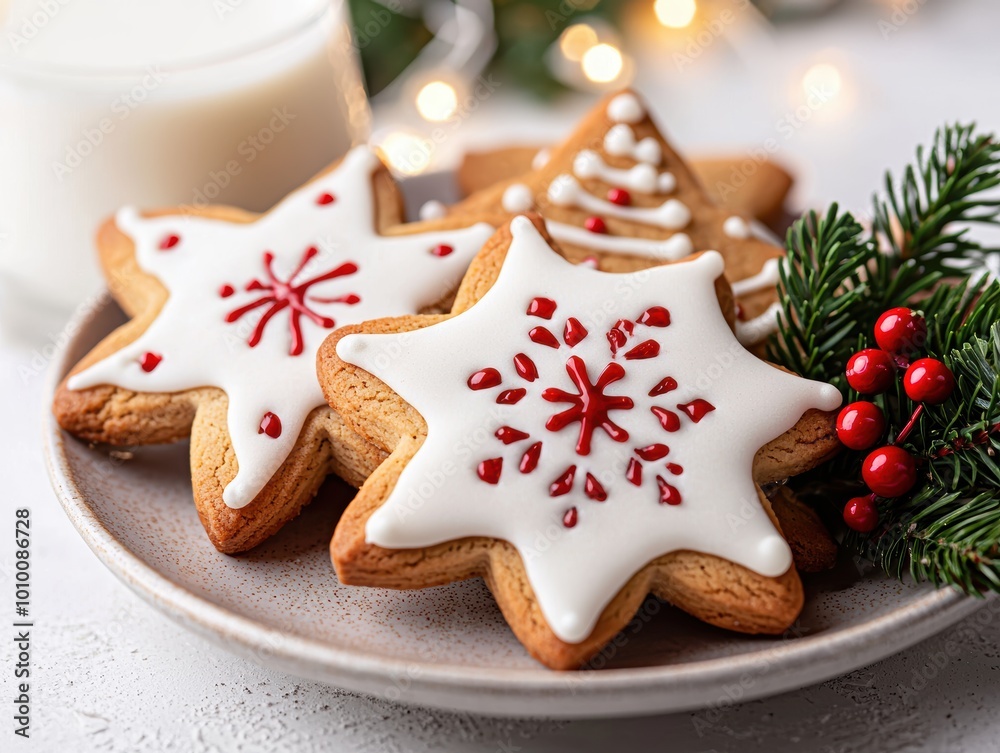 festive christmas gingerbread cookies on plate festive christmas gingerbread cookies on plate