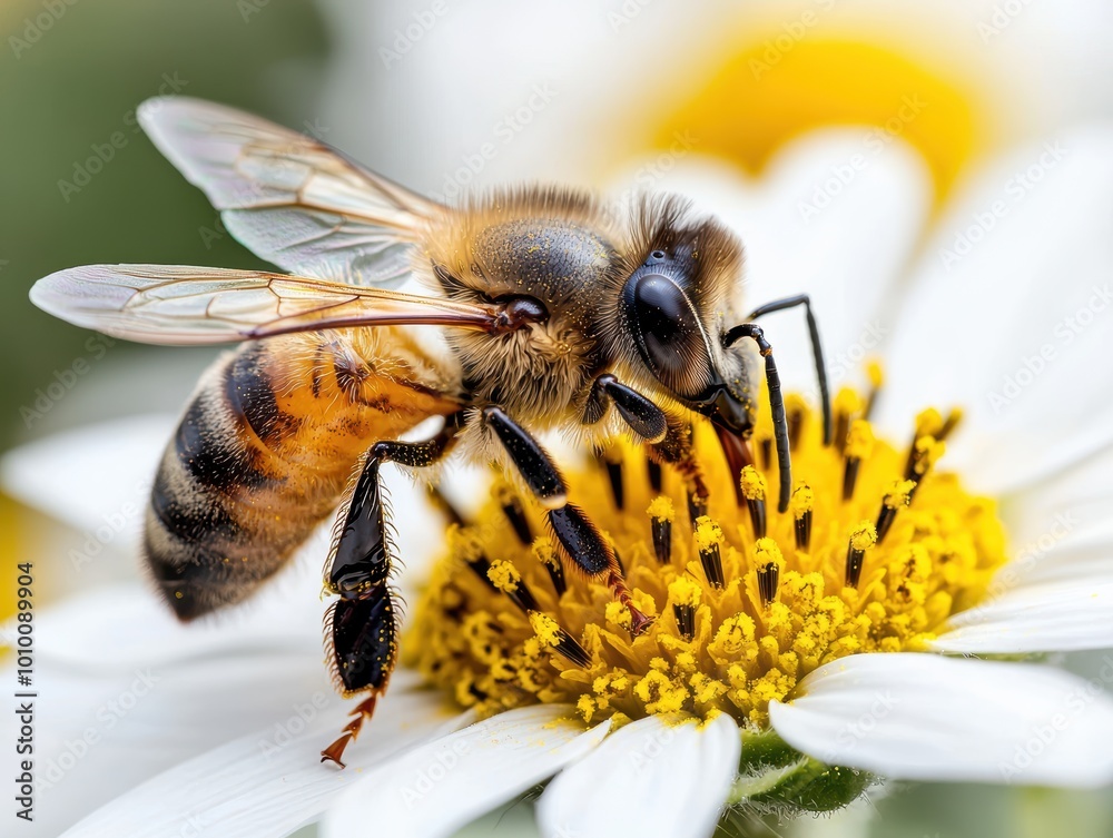 close-up of a bee pollinating a white flower close-up of a bee pollinating a white flower