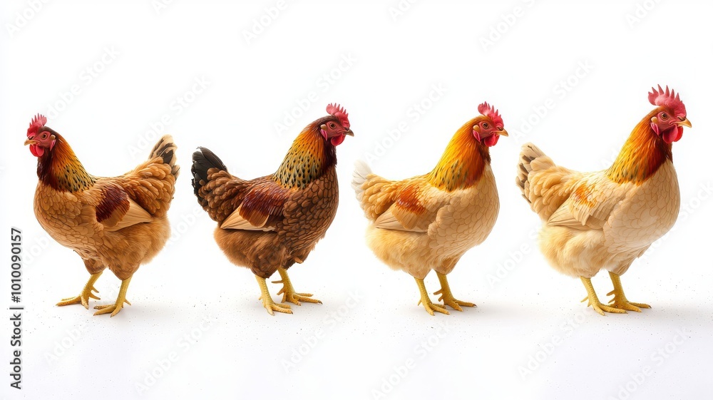 Brown Chickens in Various Poses and Positions Brown Chickens in Various Poses and Positions