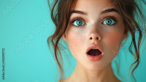 Surprised Woman with Freckles - Close-up Portrait with Astonished Expression