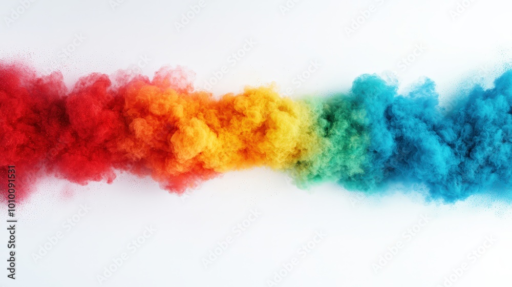 Fototapeta premium Colorful Powder Explosion on White Background Holi Festival Abstract Art Creative Desig