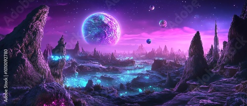 Purple alien planet landscape