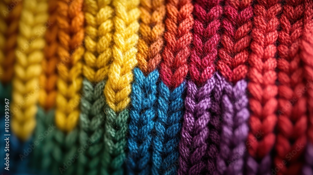 Vibrant Knitted Texture in Rainbow Colors